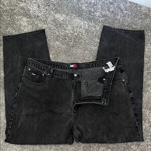 Vintage Tommy Men's Charcoal Relaxed Jeans